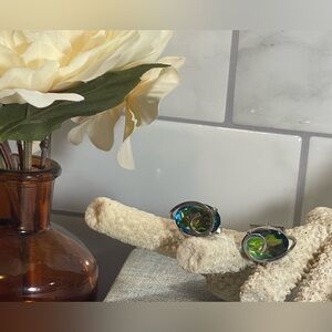 Vintage SWANK Cufflinks Silver-tone Swirl Watermelon Rhinestone